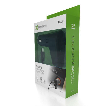 Klip Xtreme - Car holder/charger - Car 2xUSB + USB-C - Tech2Go