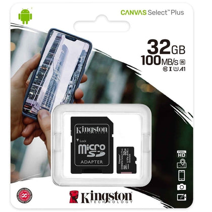 Kingston 32GB Canvas Select Plus UHS-I microSDHC Memory Card with SD Adapter - Tech2Go