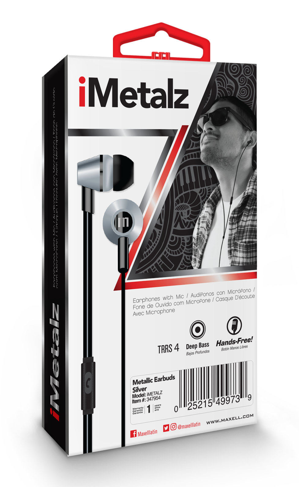 MAXELL AUD FONOS IMETALZ METALLIC EARBUDS CON MICR FONO SILVER