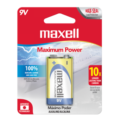 MAXELL BATERIA ALCALINA 9 VOLTIOS